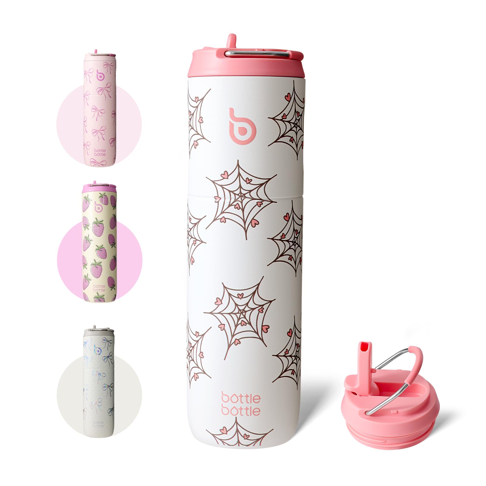 Bottle Bottle Stainless Steel Water Bottle 700ml with Straw and Lid Sports Insulated Metal Water Bottles with Handle(Cupid Web) โ image 1