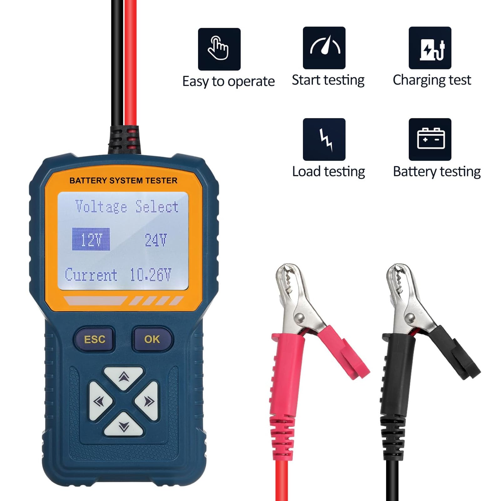 Tester per Batteria 12 V 24 V Display Digitale Tester Batteria con Risposta Rapida