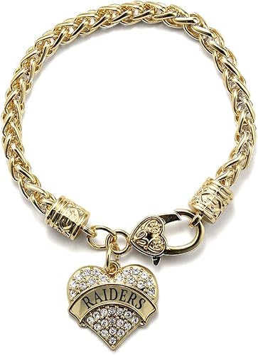 Inspired Silver - Pulsera con dije de corazón pavé de oro con joyas de circonita cúbica