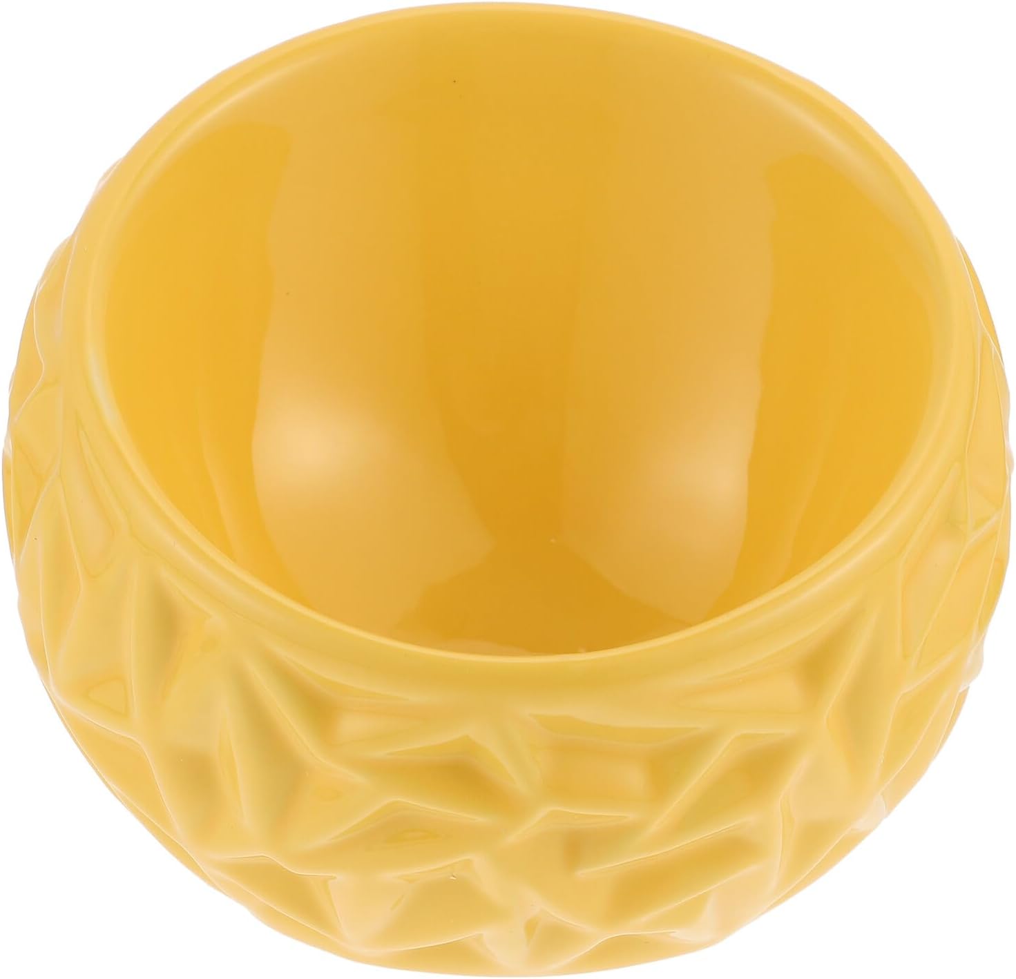 Ceramic Cat Feeding Bowl Anti-Spill Kitten Feeder Yellow Geometric Design Wear-Resistant Multi-Function Cat Food Dish