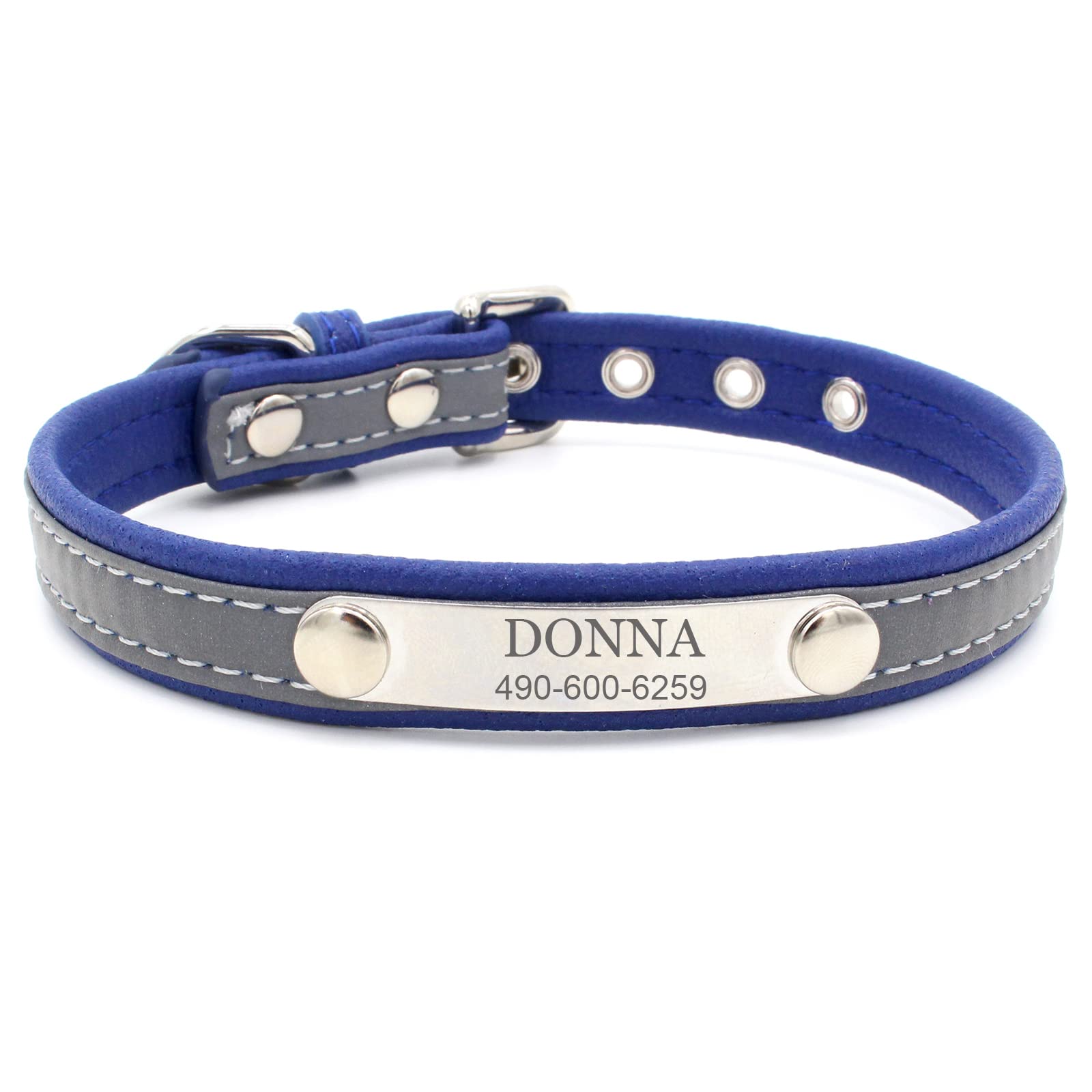 Personalized Leather Nameplate Dog Collar Custom Free Engraved ID Name Tag Pet Dog Collars for Small Medium Large Dogs — image 1