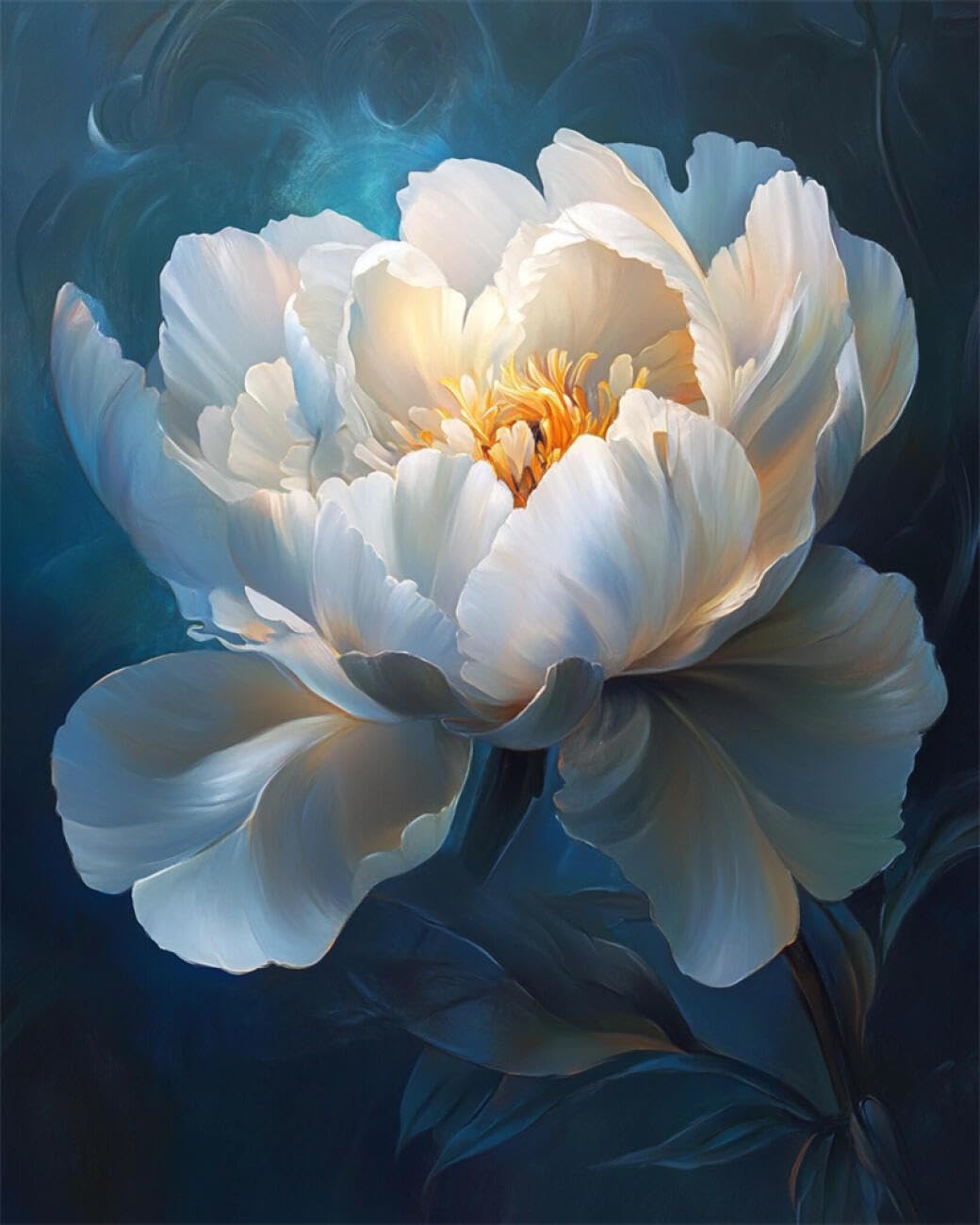 Rkflgew K Flowers 14Ct Stamped Cross Stitch It Fantasy White Peony Preprinted Fabric Cross Stitch Diy Art Needlecrafts Embroidery Its For Adults Beginners 40X50cm
