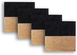 Coasters Set of 4 – 4" x 4" Heat-Resistant Drink Coasters for Dining Table Set – Modern, Farmhouse & Boho Decor – Protects Surfaces from Spills & Heat – Kitchen & Dining Room Table Accessories