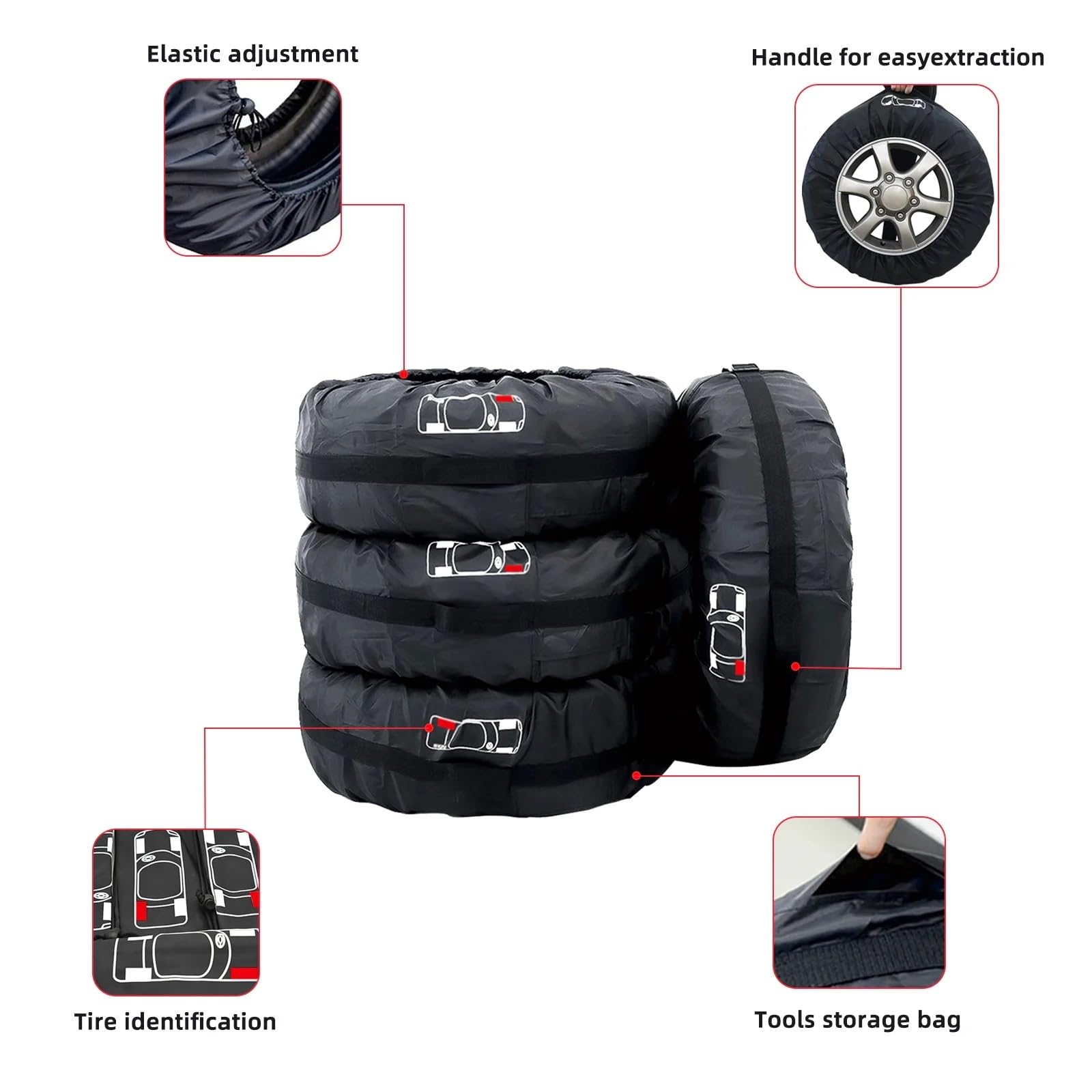 Reifen Aufbewahrung 4 Teile/los Auto Ersatz Reifen Abdeckung Auto Rad Reifen Lagerung Taschen Staubdichte Schutzhülle(T0017 4pcs 13-16inch)