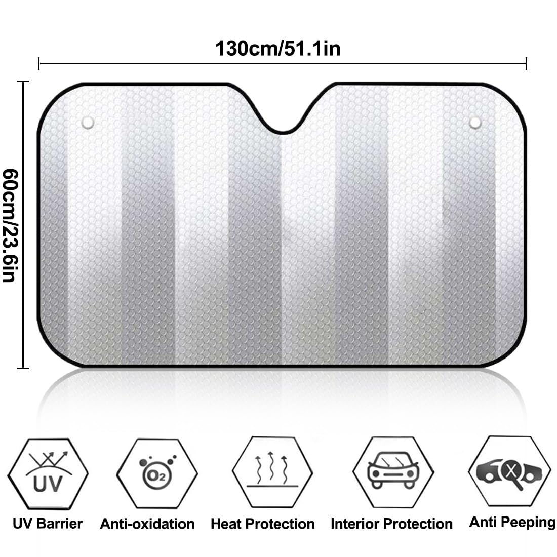 Parasole Auto Interno Walbox 130x60 Cm - Pieghevole, Con Ventose, Blocca 99% Raggi UV - Foto 11