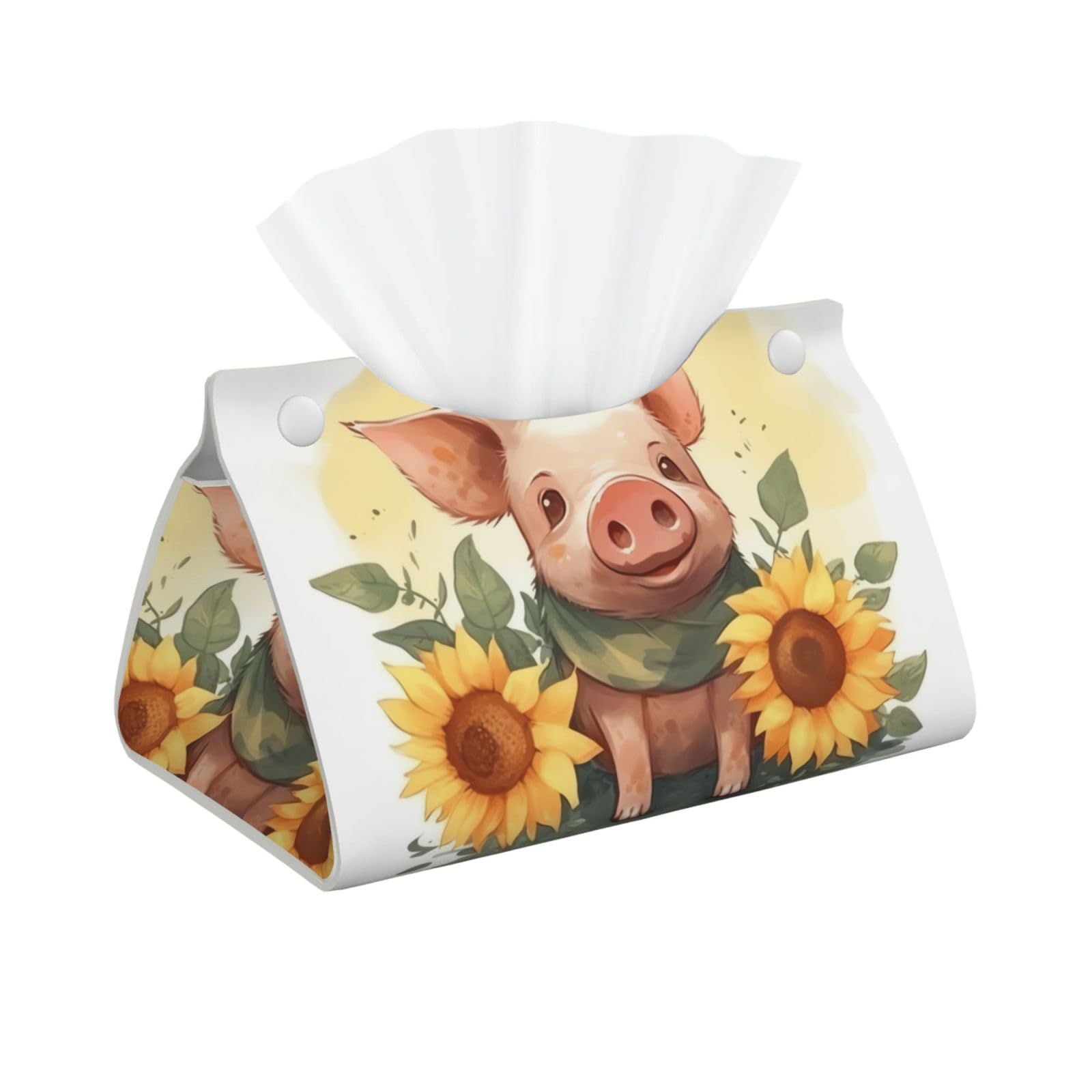 Pu Leather Tissue Box Cover, Smiling Rectangle Tissue Case Covers Decorative Tissue Box Holder Waterproof Tissue Holder Organizer for Bathroom Home Office