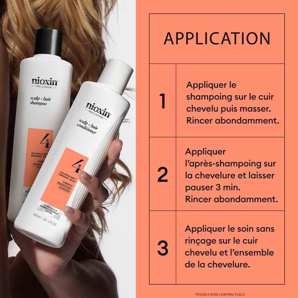 Nioxin Scalp + Hair Kit System 4 – Cuidado del cabello para cabello dañado, visiblemente más fino – Champú, acondicionador y tratamiento para el cuero cabelludo (150 + 150 + 40 ml)
