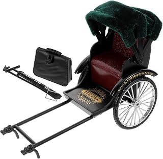 Vaguelly Vintage Rickshaw Model 7.87 Inch Retro Chinese Jinrikisha Desk Ornament Home Decor Photography Prop