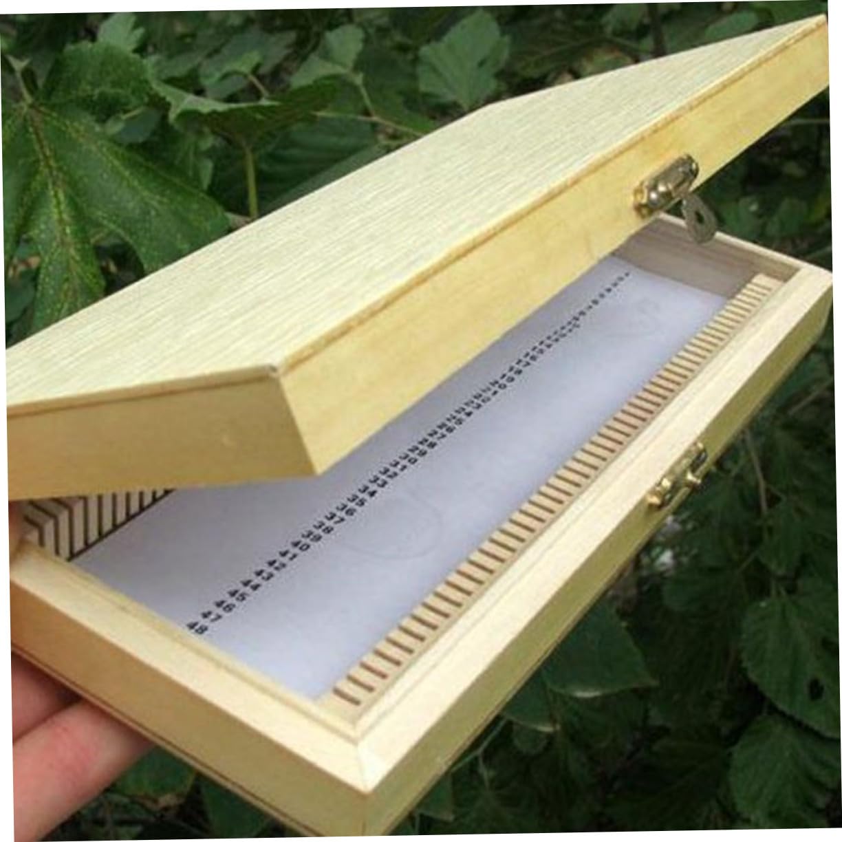 Amosfun Boîte Coulissante en Bois Compacte et Facile à Transporter Compartiments Numérotés pour 50 Lames de Microscope pour Collection de Spécimens