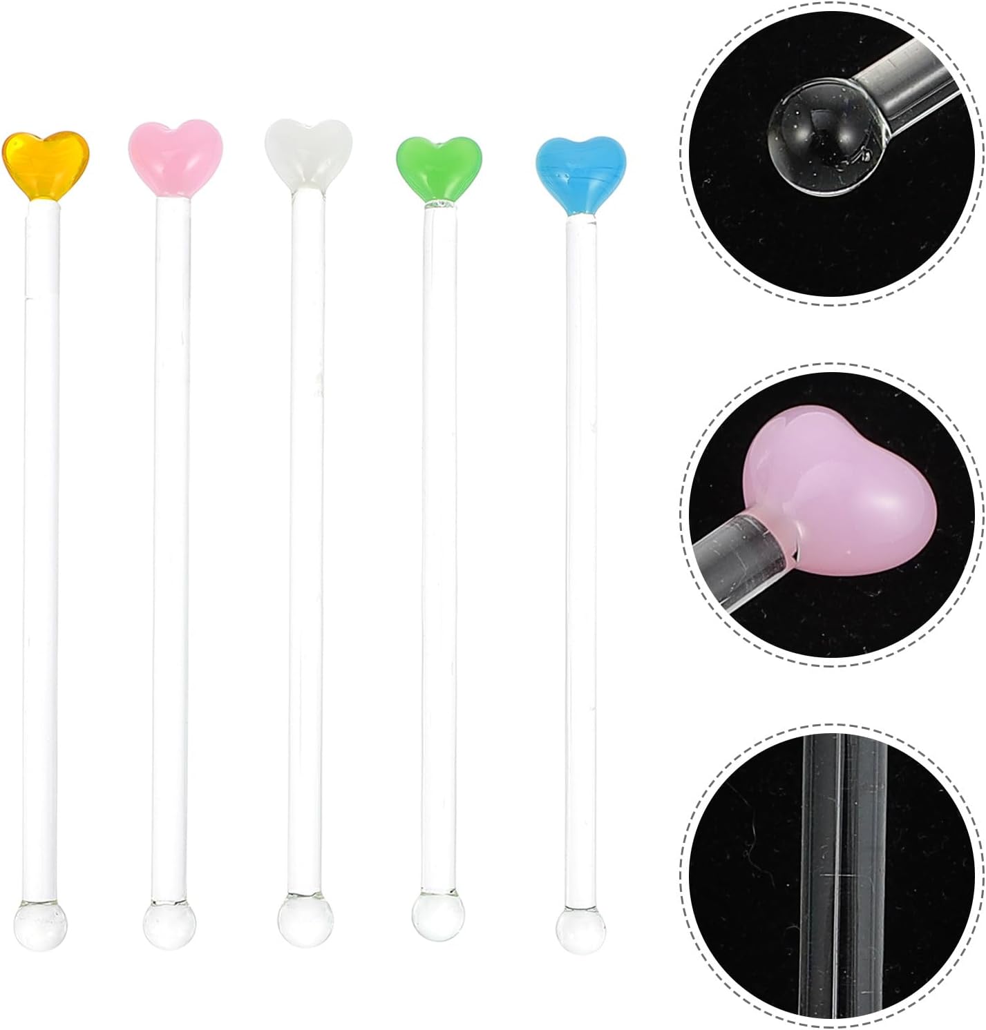 5pcs Colorful Glass Cocktail Stirring Sticks Extended Drink Mixers Fruit Juice Stirring Rods Bar Tools for Coffee and Juice