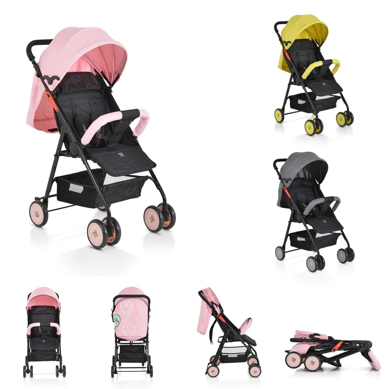 Moni, Poussette, Buggy Capri Pliable, Ceinture de Sécurité, Dossier Règlable, Rose