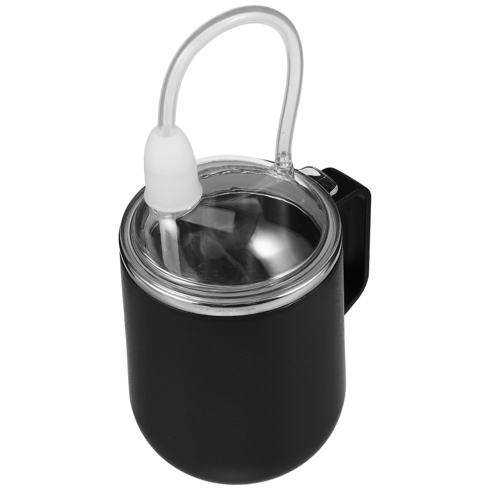 Trinklernbecher mit Strohhalm und Griff 450 ml Auslaufsicherer Edelstahlbecher für Senioren Bettlägerige Patienten mit Schluckschutz Schwarz