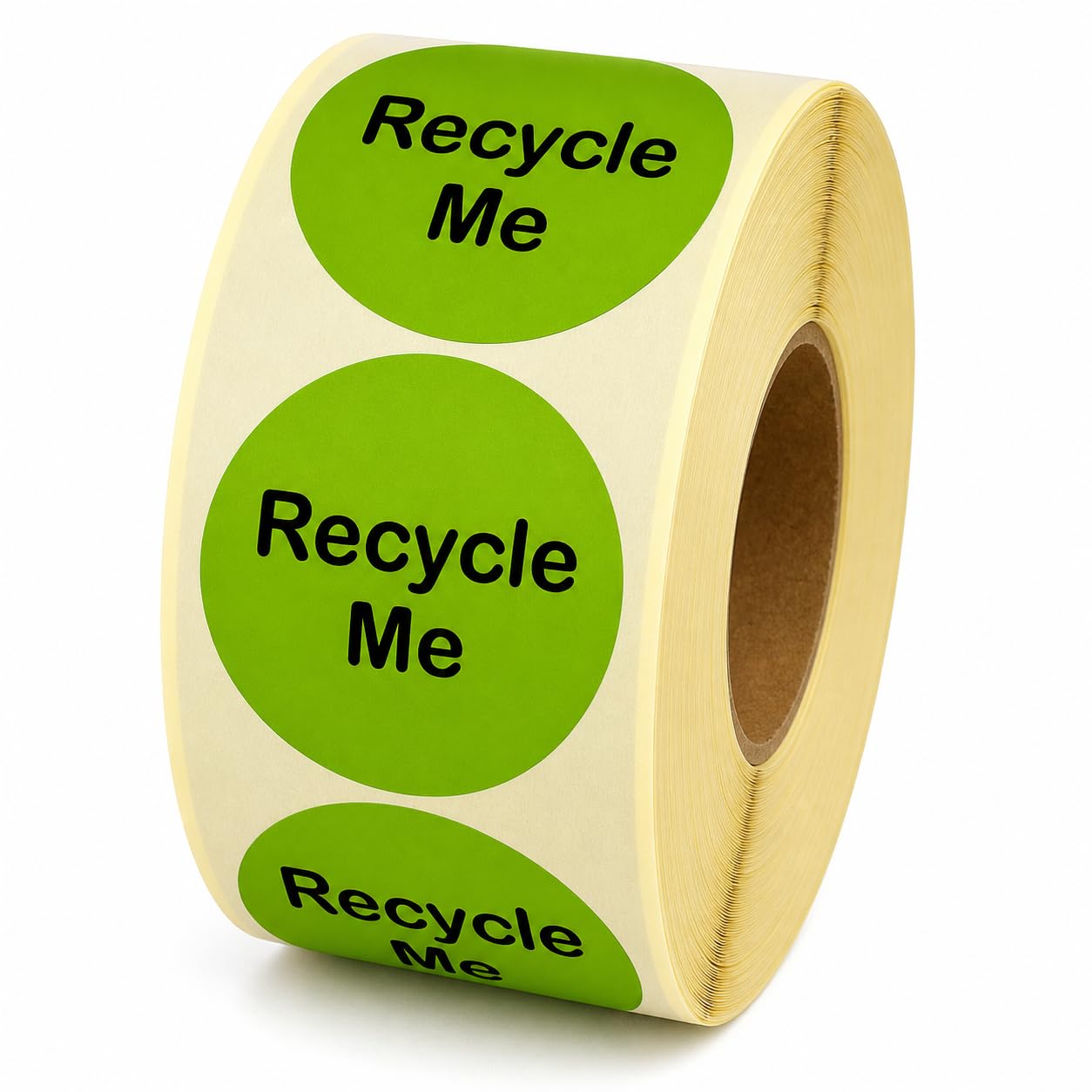 Recycle Me Stickers Roll | Eco Friendly Packaging Labels | Green Round Thermal Stickers 38mm 50mm | 100 Labels Per Roll | Small Business Packaging UK