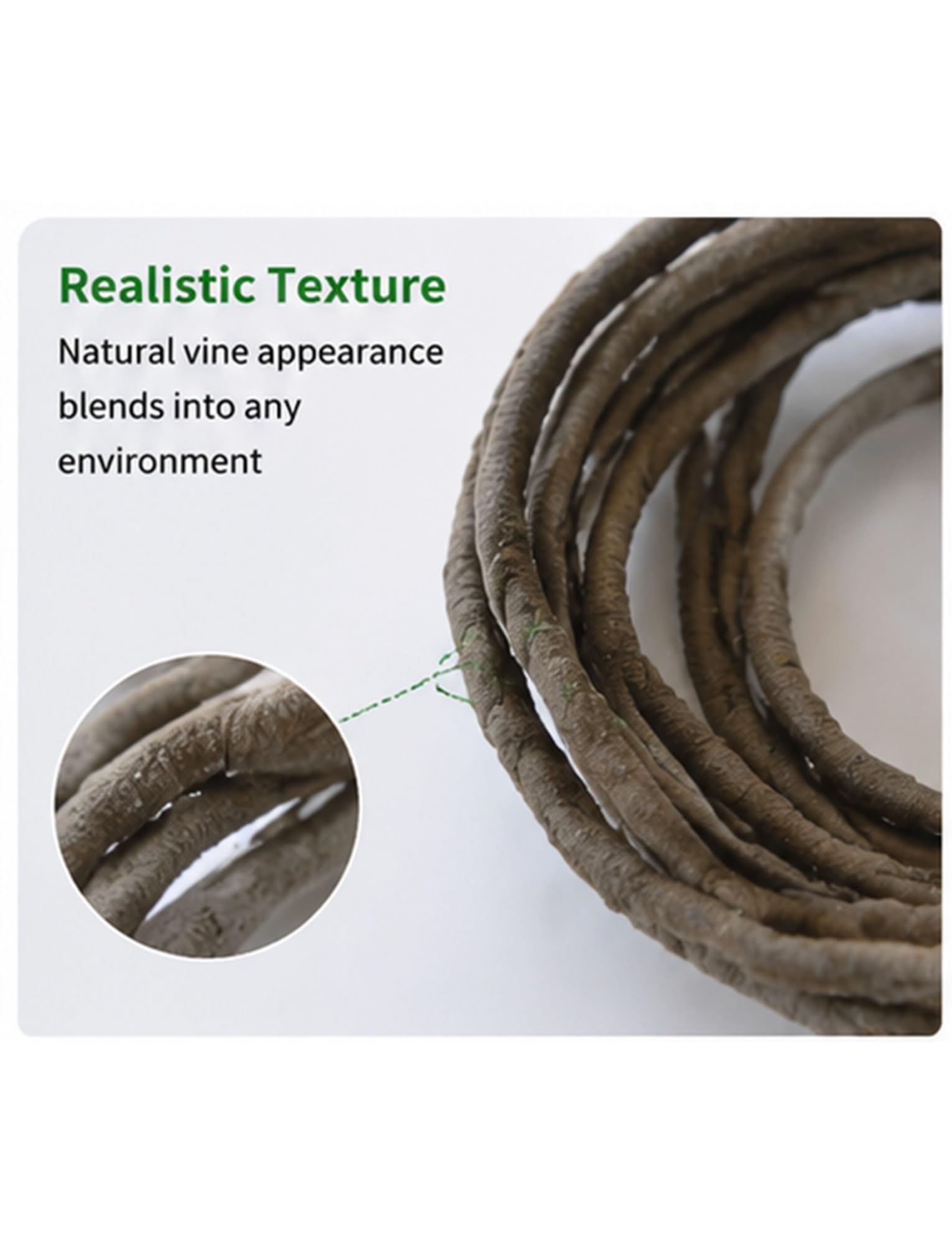 Copricavo esterno flessibile effetto liana e corteccia | Guaina effetto corteccia per protezione cavi e decorazione giardino(2x500cm)