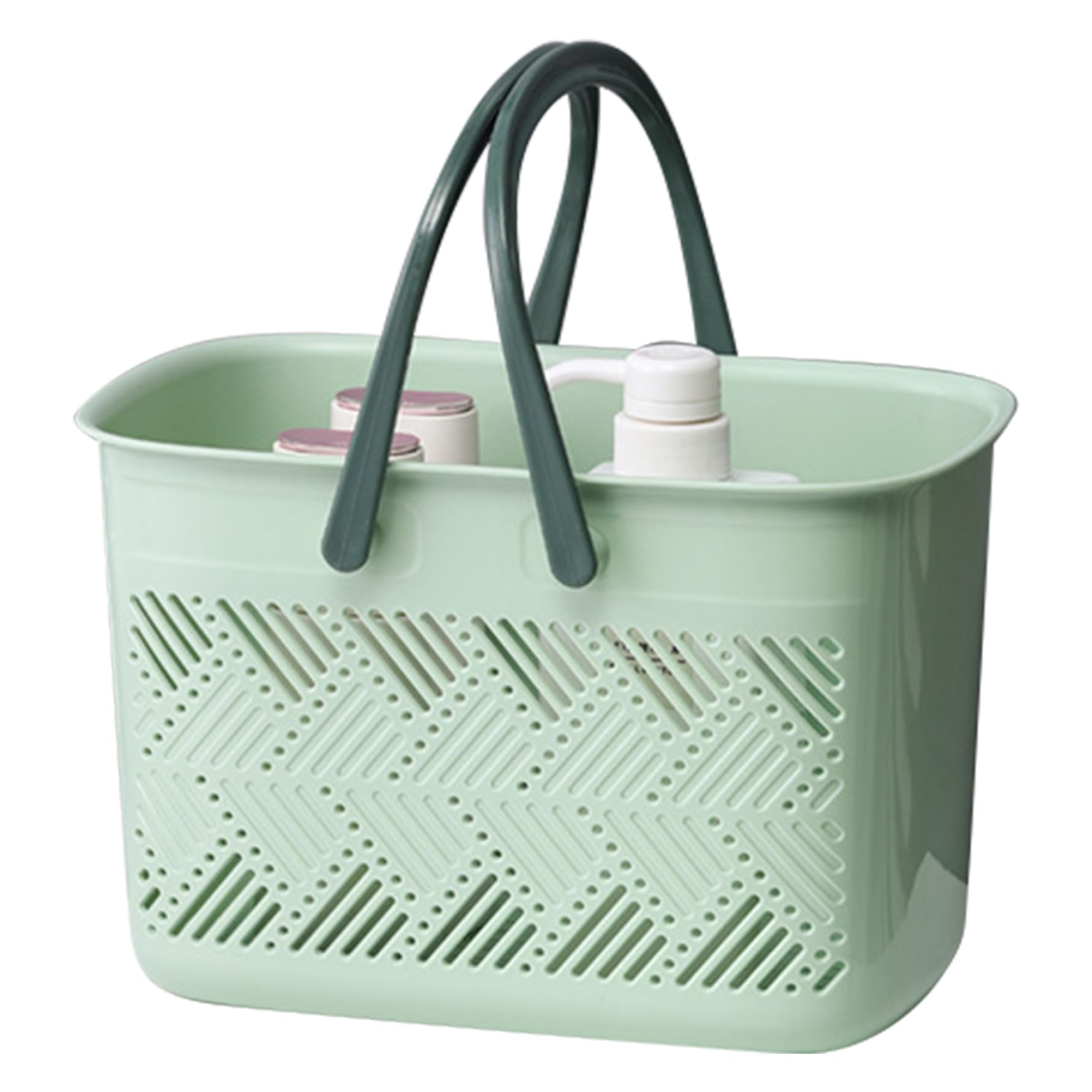 Cesta de ducha portátil de drenaje de plástico antideslizante con mango de boca abierta dormitorio para baño cocina 11 x 7,1 x 6,1 pulgadas cesta de ducha de plástico para baño dormitorio