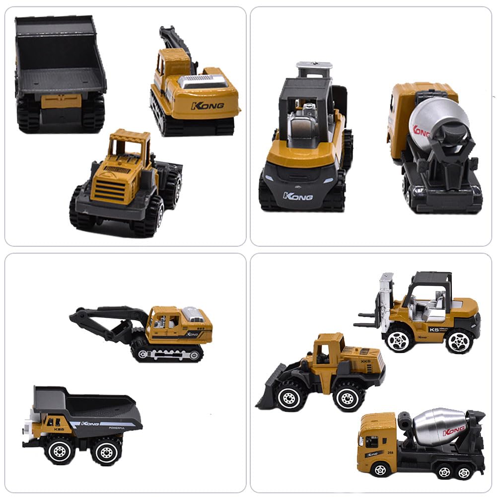 JiaggO Alloy Mini Construction Vehicles,Toy Car Construction Set,Engineering Vehicles Set with Excavators Mixer Truck Bulldozers Forklift,Building Educational Gift Toys for Boys-5pcs - Image 3