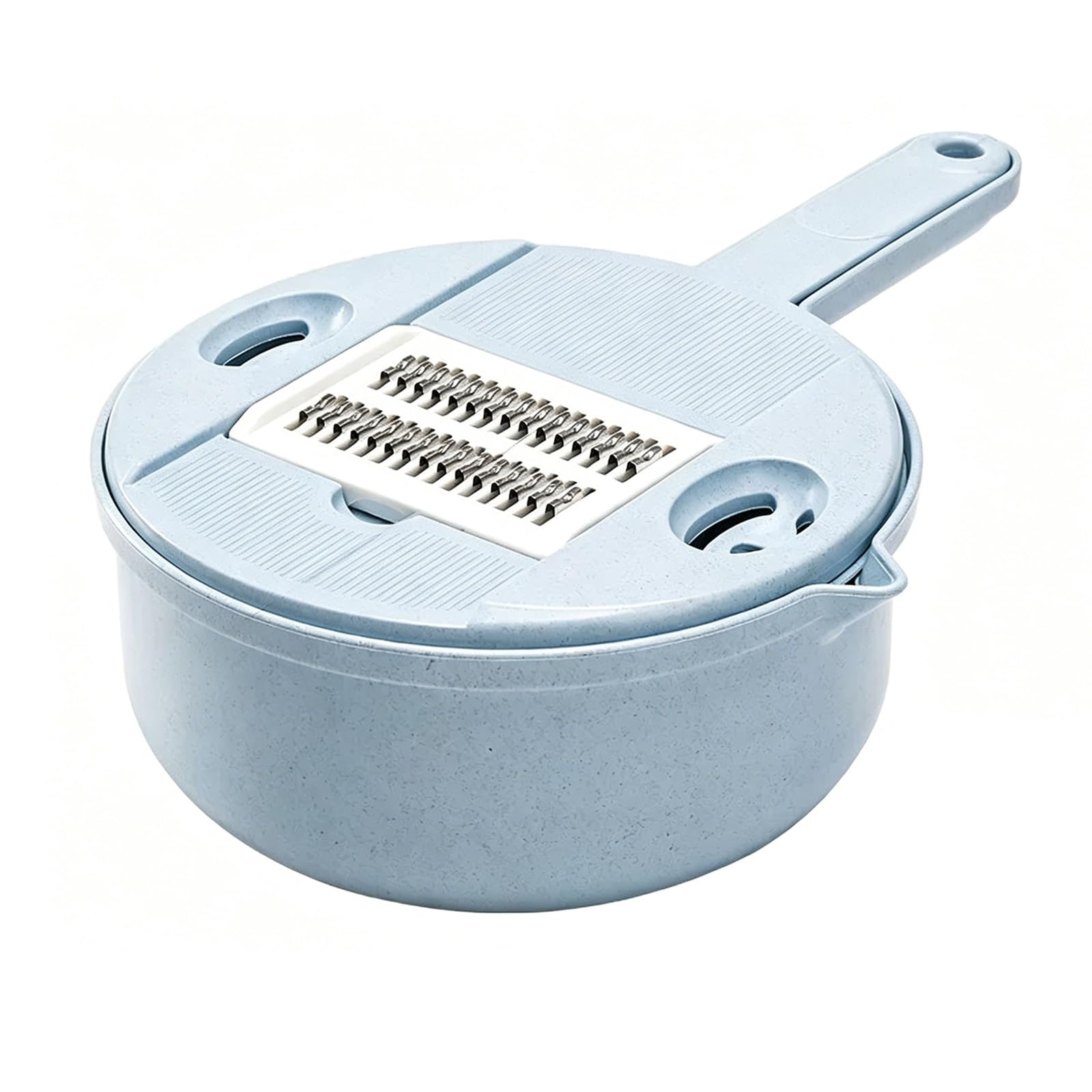 Mandolina de Cocina Profesional Regulable, Cortador de Verdura Manual en Acero Inoxidable, Material PP, Portátil con Protector Mano, 4 Cuchillas Intercambiables para Rallar