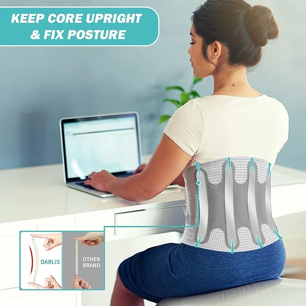 Soporte de espalda transpirable para mujeres, hombres, alivio del dolor de espalda baja, cinturón de soporte de espalda para uso diario, soporte lumbar, soporte de fijación de cintura espinal para esc