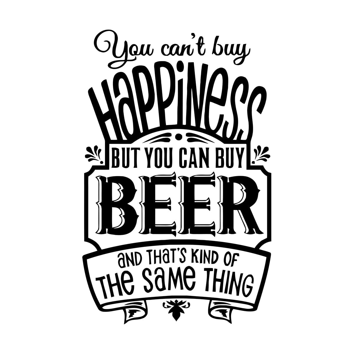 Lzhouting Wall Stickers 0694 Beer Wall Stickers Restaurant Pub Removable Vinyl Sticker You Can't Buy Happiness But You Can Buy Beer Decors Wall Decals Small - 27X42cm