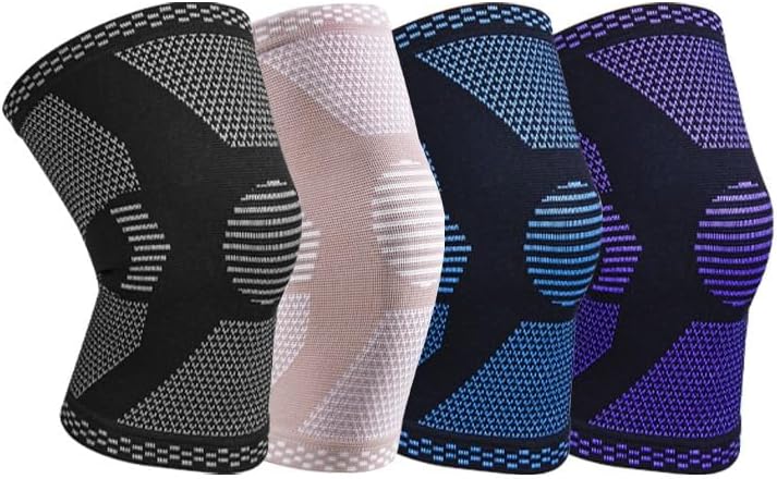 Exercise, Protection Knitted Nylon Sports Knee Pads Four-Sided Stretch Breathable Sweat-Absorbent Silicone Running for Fitness, Cycling, Running, Playing Football