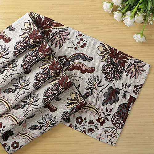Image of HOKIPO Cotton Jacquard Dining Table Mat, Set of 6 Placemats (12x18 Inches) (IN-530-D4*6) White Spring Flower