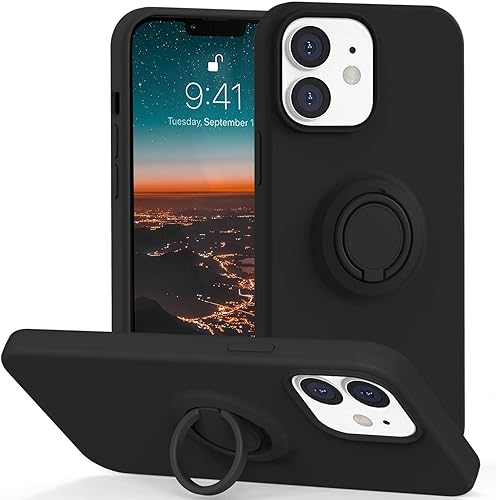 CHEZEAL Funda para iPhone 12iPhone 12 Pro con soporte de anillo, soporte magnético para coche, cuerpo completo, silicona líquida, a prueba de