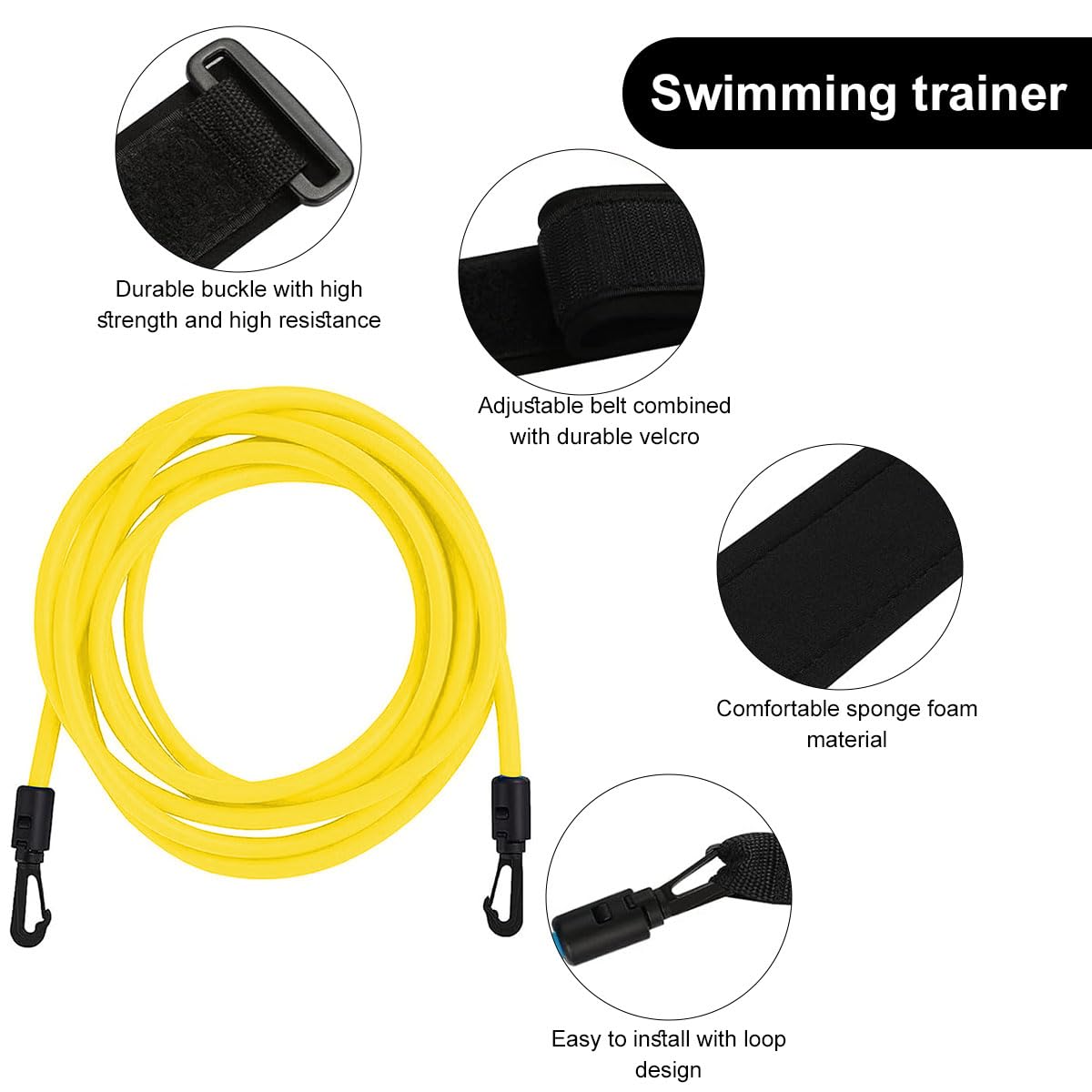 Schwimmgurt Für Pool,3 Meter Schwimmtrainer Gürtel,Schwimmwiderstand Gürtel,Schwimmhilfe Gurtel,Schwimmgurt Schwimmtrainer,Schwimmgürtel Für Pool Erwachsene,Für Widerstandstraining,Schwimm,Gelb