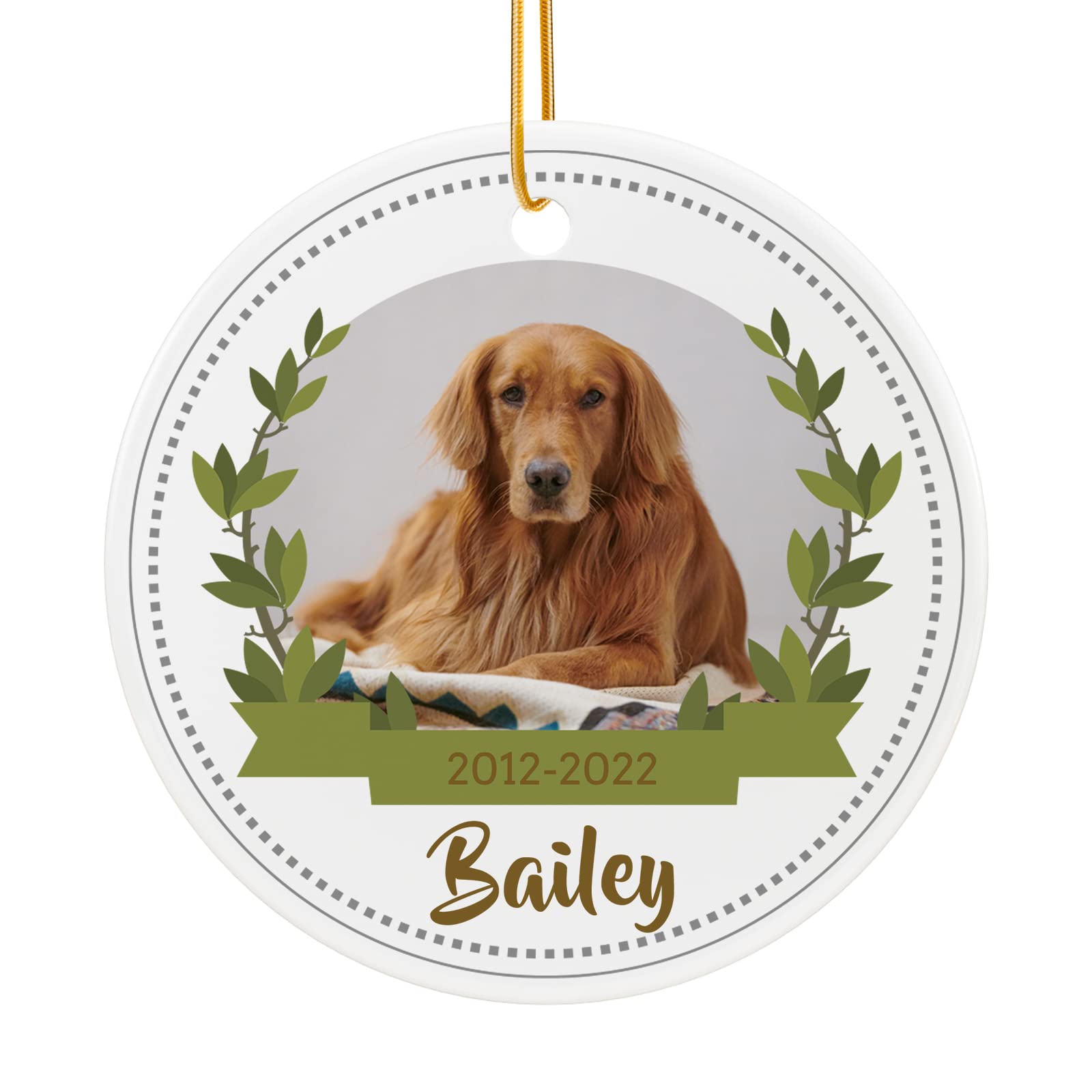 Bemaystar Personalized Dog Memorial Christmas Ornaments Dog Memorial Gifts, Ceramic Pet Memorial Bauble, in Memory of Pet Sympathy Gifts for Loss of Dog Cat Pet Christmas Tree Decorations — image 1