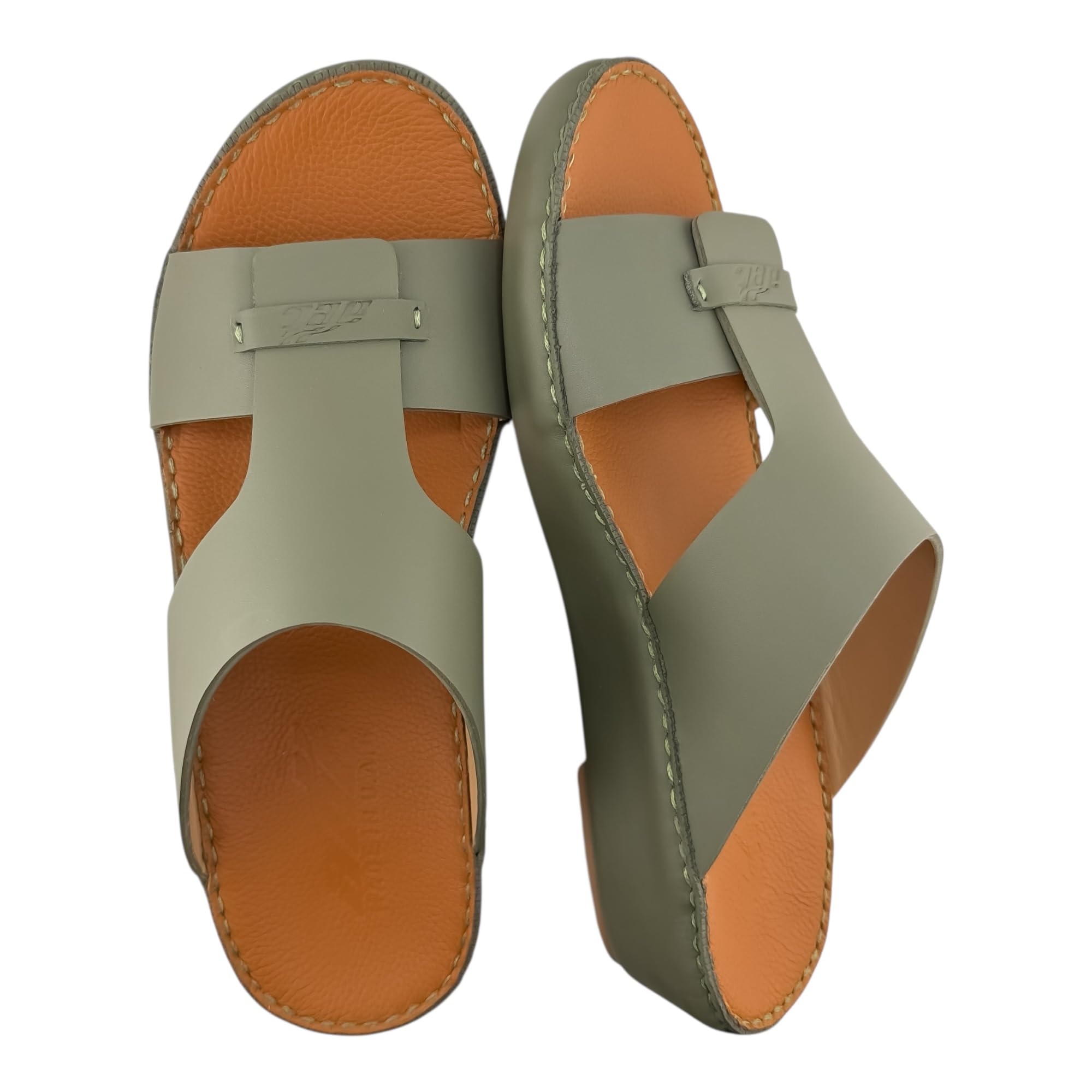 AL NAHHAM Handmade Arabic Sandals For Men | Outdoor Mens Slippers | Everyday Flip Flops Open Toe | Full Genuine Softy Leather | New Arabic Design | Tan Footbed | Comfortable & LightWeight