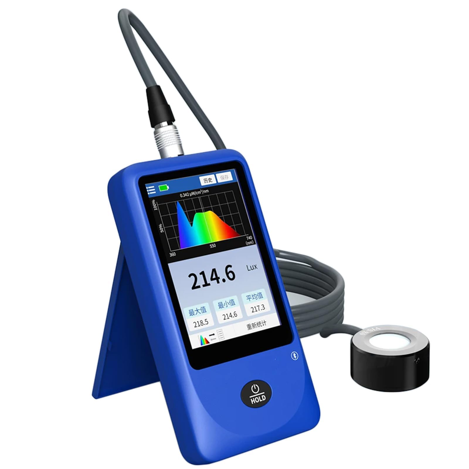 MRJYK Handheld Light Meter, Spectral Illuminance Meter, 0-1,000,000 Lux Measuring Range, Touch Screen Cct/ppfd/cri/uv/spectral Curve Measurement, For Desk Lamp, Plant