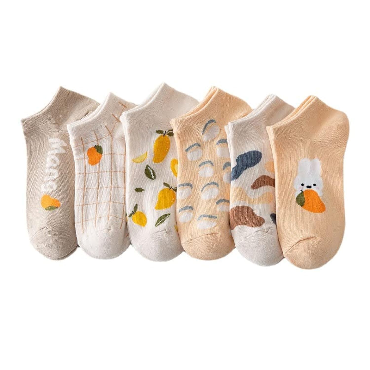 FORJMMP 6/12 Pairs Cute Combed Cotton Socks For Women with Lovely Animals/Flowers Patterned Ankle Socks
