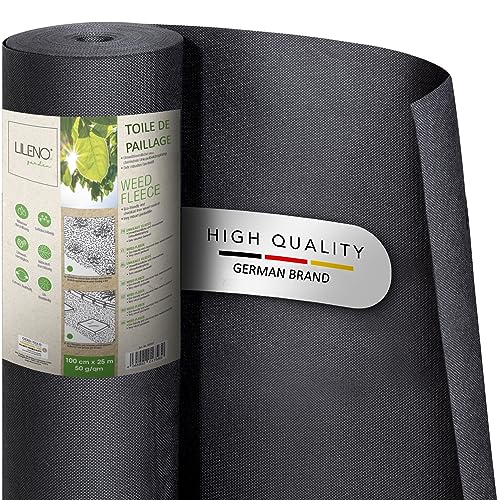 LILENO Home Bâche de Protection Anti-Mauvaises Herbes pour Jardin 25 m² [50 g m²] – Film Anti-Mauvaises Herbes pour Jardin perméable à l eau – Tapis Anti-Mauvaises Herbes indéchirable [1 m x 25 m]