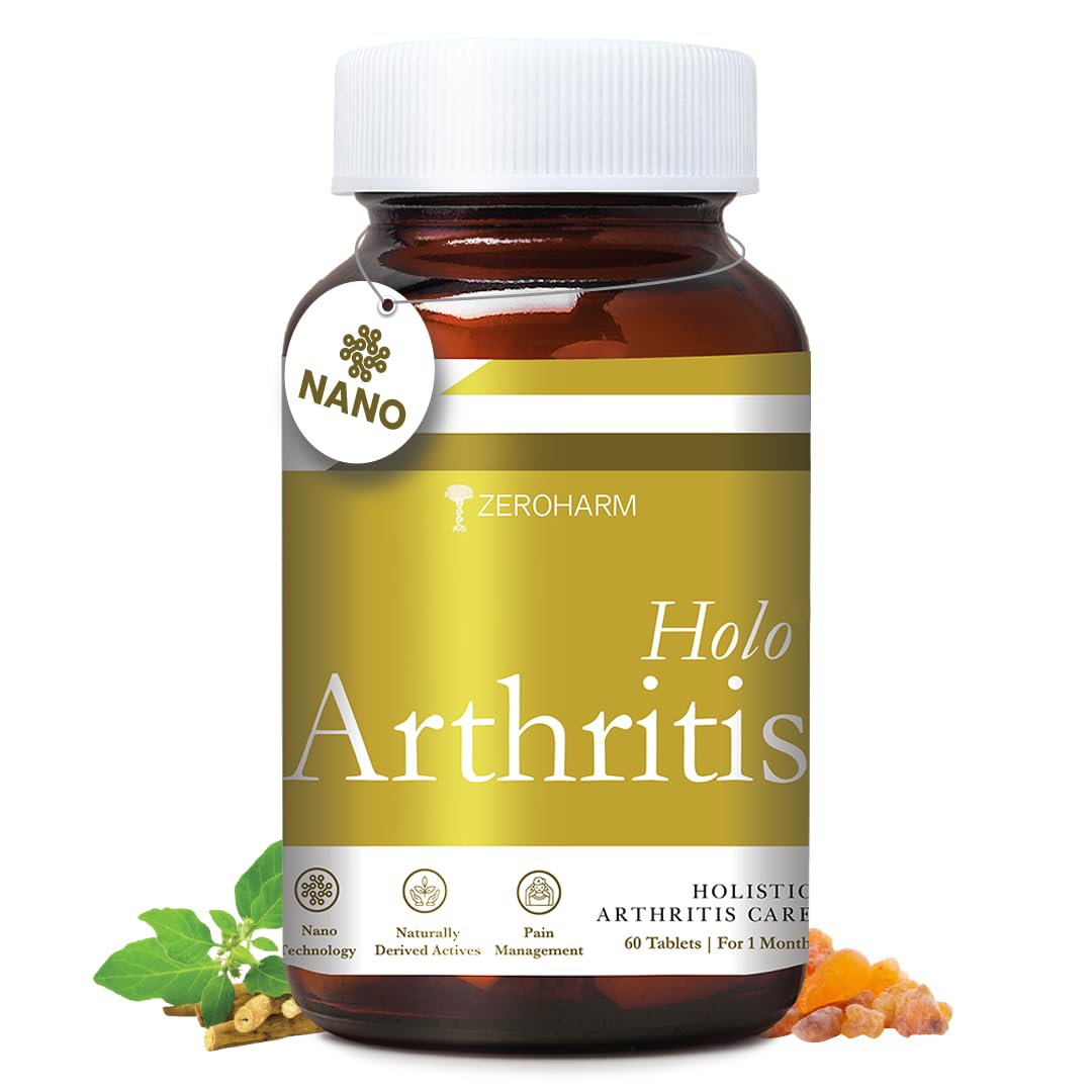 ZEROHARM Holo Arthritis - Enriched with Vitamin D3 & Vitamin K2-7 - Best Knee & Joint Support for Unisex - Supplements for Knee,Joints & Neck Pain Relief - 100% Absorbed By Body (60 Tablets),350 grams-image-48