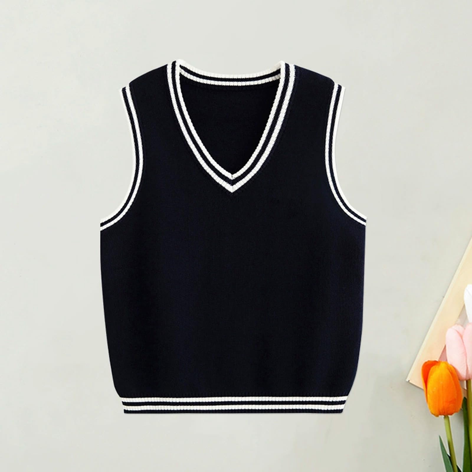 Generisch Maglione per ragazzi, gilet in stile preppy, abbigliamento casual comodo per ragazzi dai bambini agli adolescenti, giacca in pile per ragazzi, Blu marino, 9-10 Anni