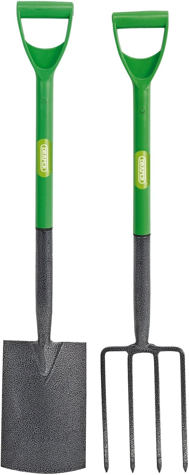 Draper Garden Tools Set - 2 Piece |Carbon Steel Garden Fork and Spade |Gardening Hand Tools Set |"Y-dee" Handle | 16566