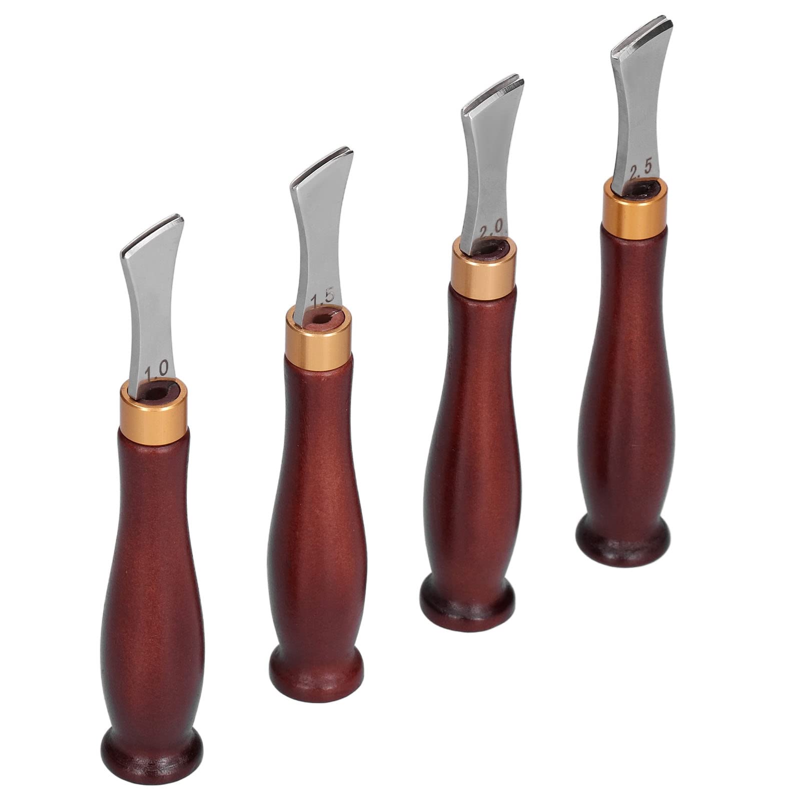 Gonetre Kit de Travail de Tranchante pour le Cuir Professionnel, 4 Pièces avec Manche en Bois pour Bricolage, Outils de du Cuir, Accessoires de Maroquinerie Faits à la Main