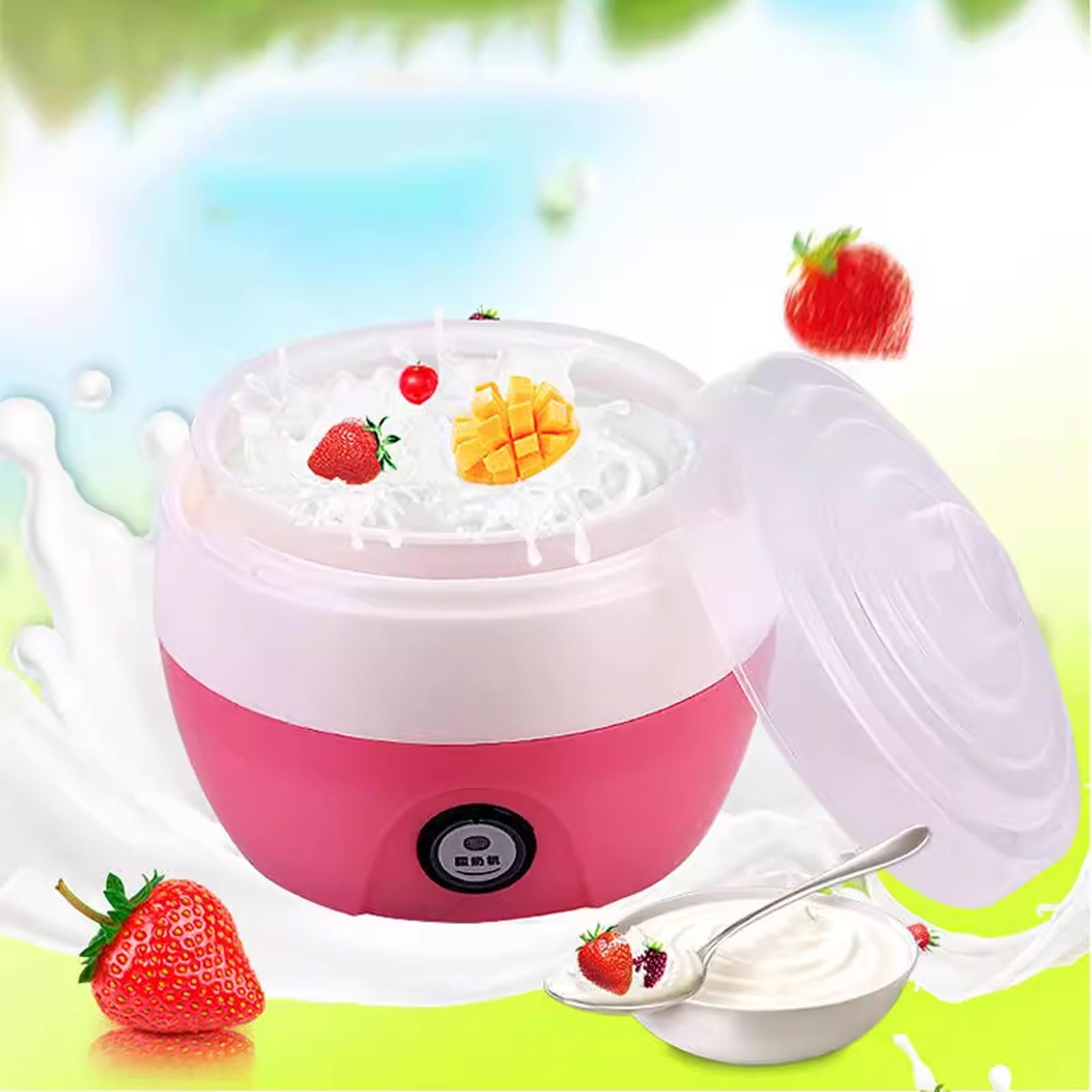 220V Yogurt Maker, Yogurt Maker Machine, Automatic Yogurt Machine, Electric Yogurt Maker Tool Home Organic Yogurt Plastic Container for Customize Your Flavor and Thickness(PINK)