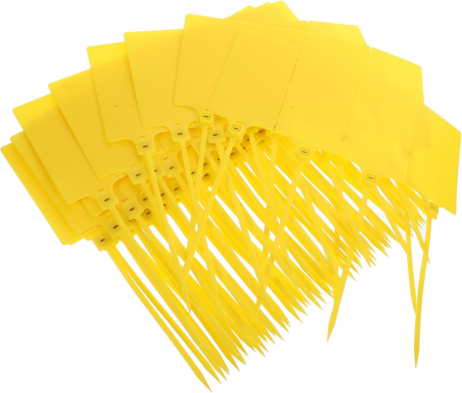 Luxshiny 100pcs Yellow Plastic Shipping Labels with Wire 5.8x100mm Luggage Tag Cable Labeling Tags for Industrial Packaging and Shipping Use