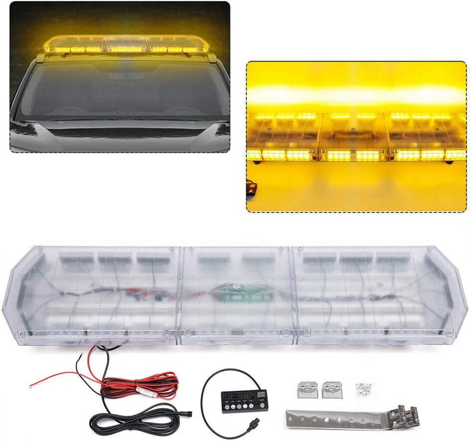88 LED 48'' inch Strobe Light Emergency Strobe Light Car Truck Rooftop Emergency Warning With Digital Display Switch Amber