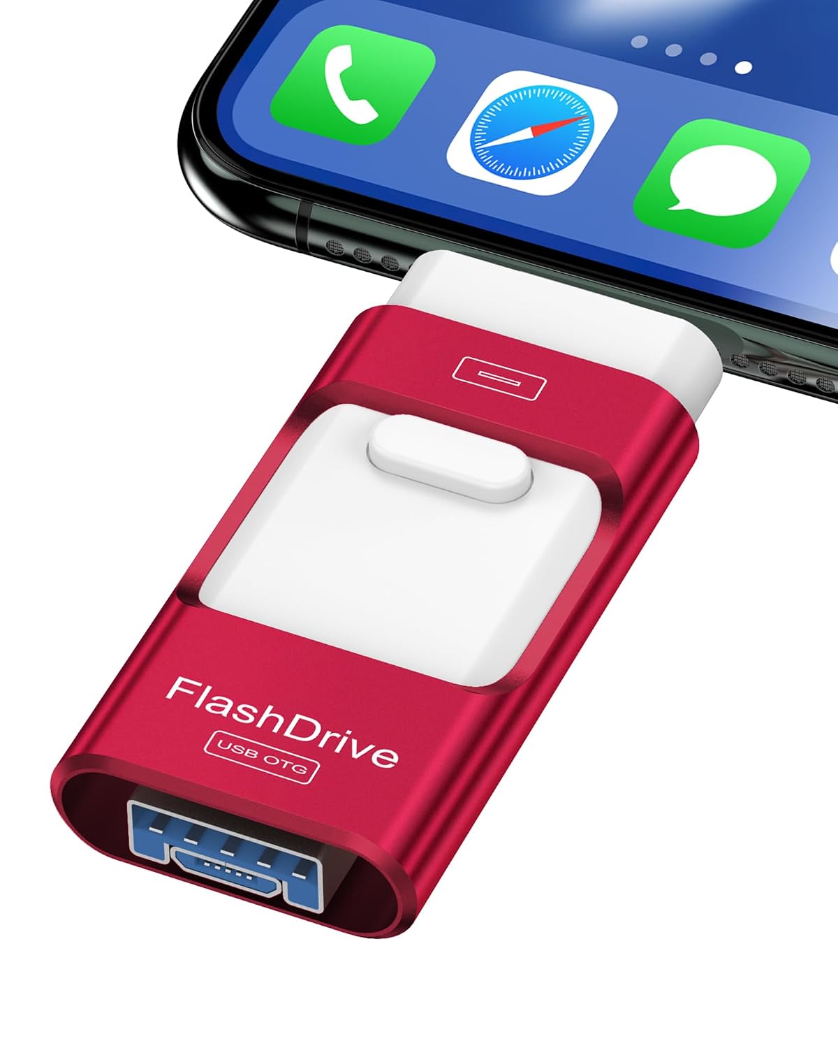 MFi Certified Flash Drive for iPhone Photo Stick Thumb Drives Memory Stick,High Speed for Photos Videos Transfer & Backup, External Storage Compatible for iPhone/Android/PC/Mac(256GB USB Red)