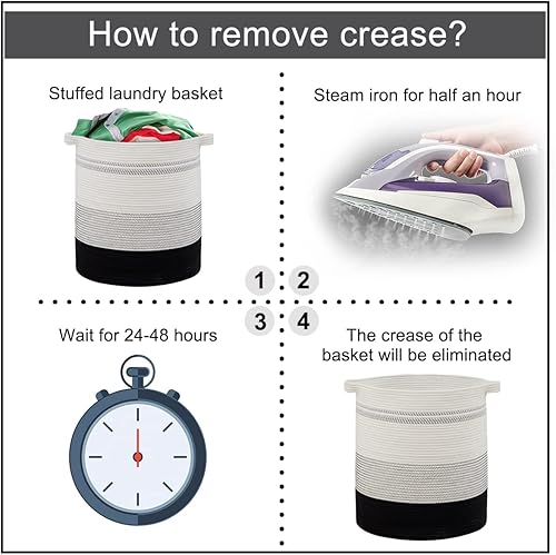 Miniatura 7 de OIAHOMY Cestas de lavandería de 58 litros, cesta de almacenamiento con asas, canasta decorativa para sala de estar, cesta de almacenamiento tejida