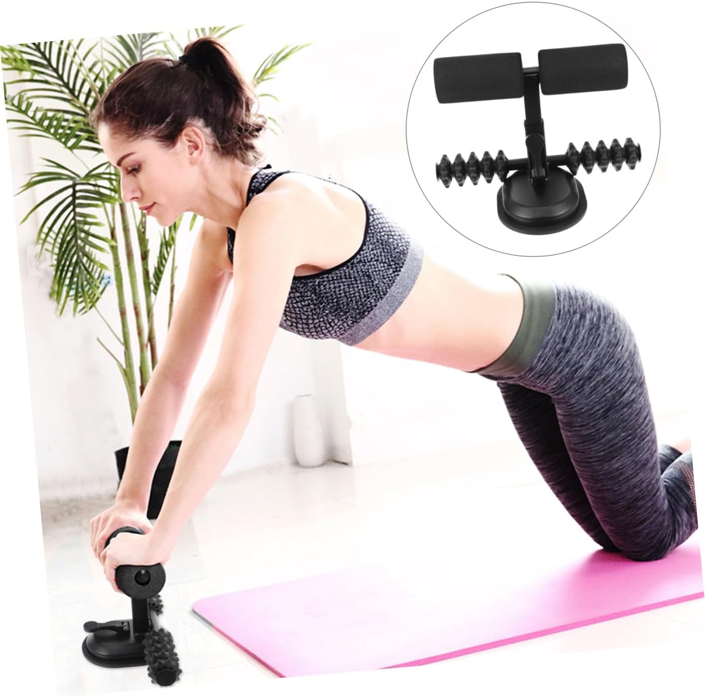 Portable Sit-up Assist Device for Home Workouts Crunches Aid with Suction Plate for Stability for Abdominal Fitness and Core Exercises