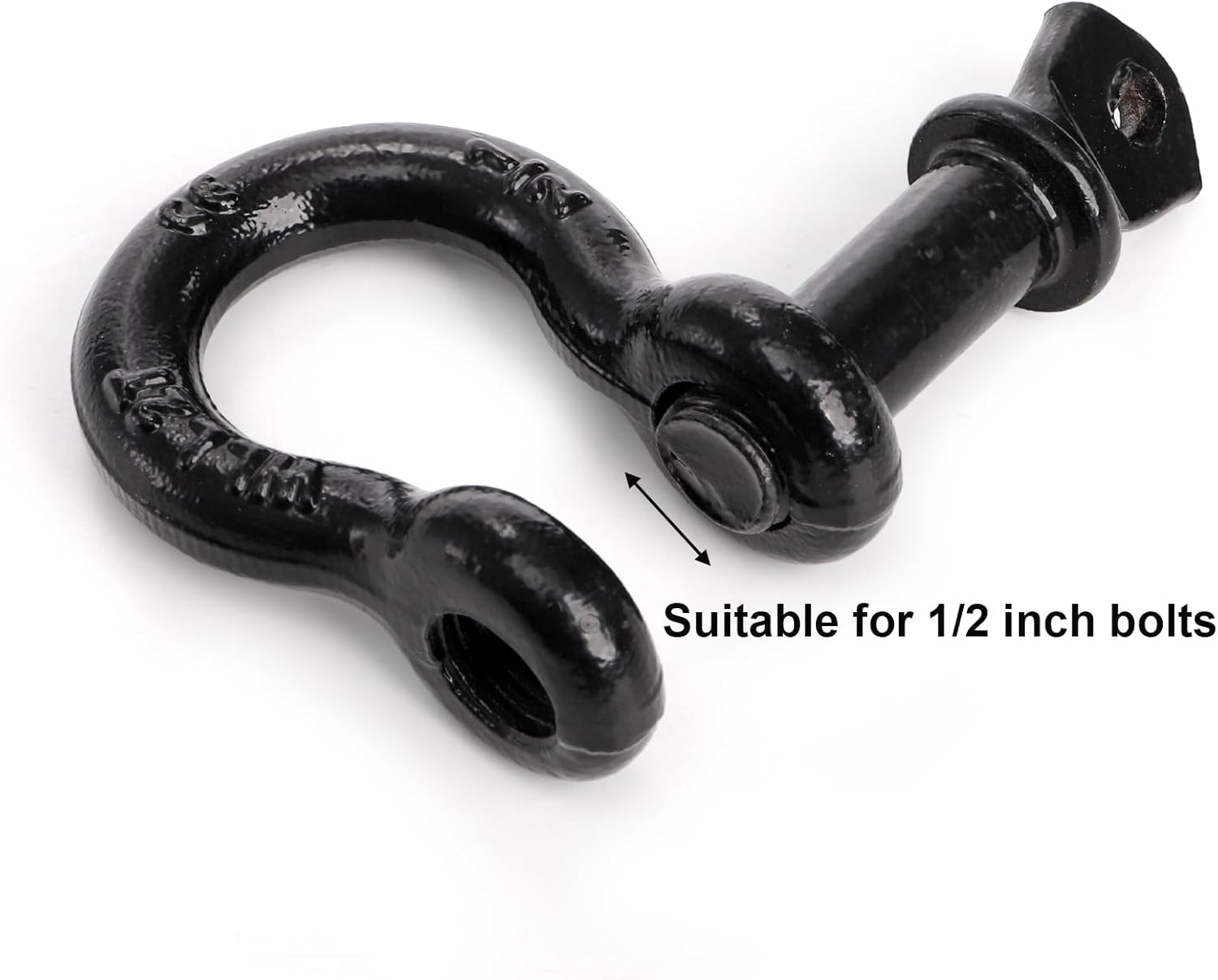 Bekith 6 Pack 1/2" D Ring Shackle 2.0 Ton (4,000 lbs) Capacity with Screw Pin, Heavy Duty D Shackles for Tow Strap, Winch, Off-Road Truck Vehicle Recovery, Black - Image 3