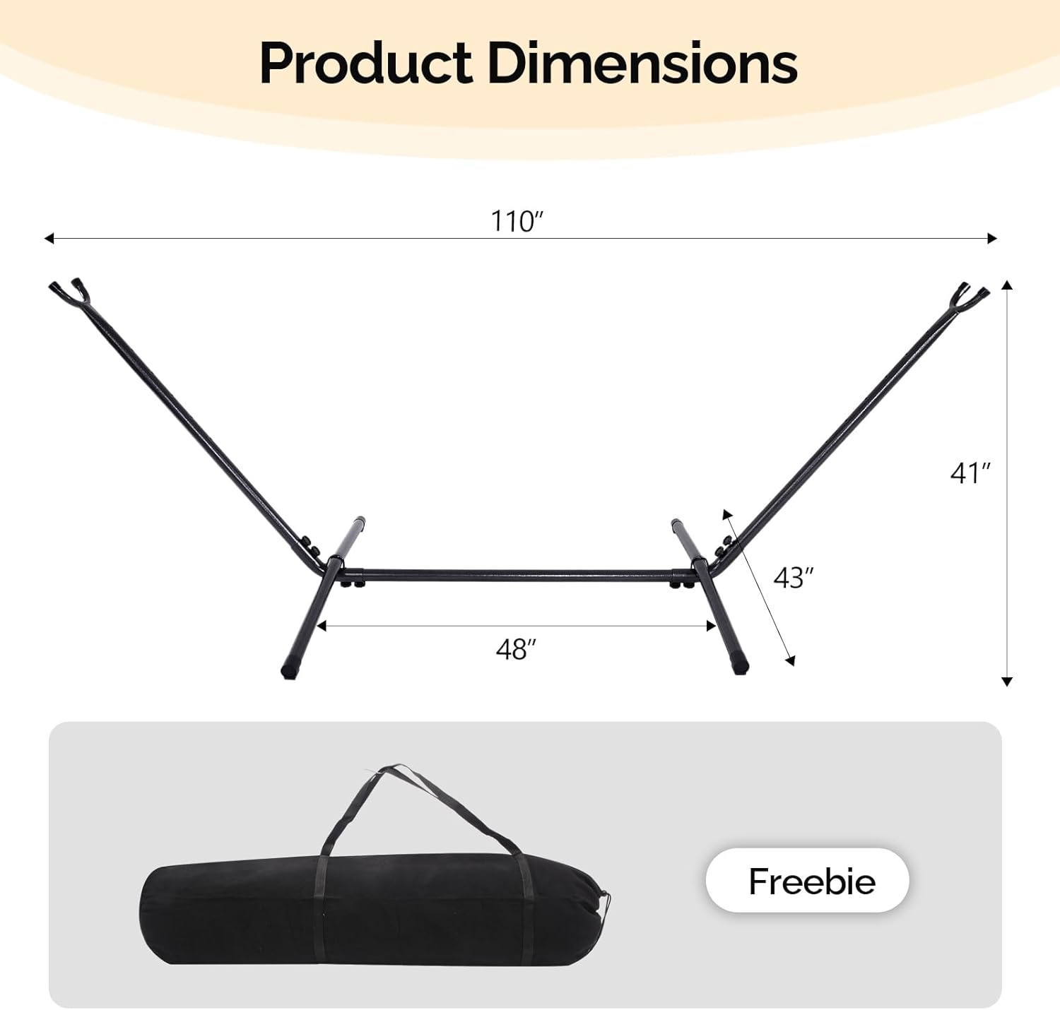 ONCLOUD 550 LBS Capacity Hammock Stand with Portable Carrying Bag, Heavy Duty 2-Person Hammock Frame for Outdoors & Indoors-Black