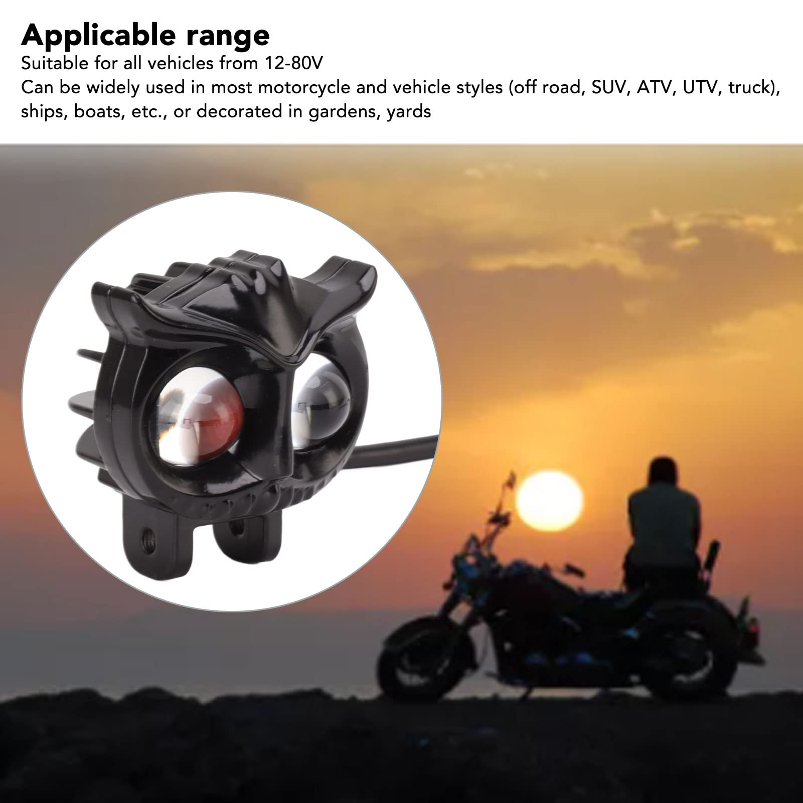 Fari Fendinebbia LED Moto,Fendinebbia del Motociclo a Forma di Gufo della Lega di Alluminio,12‑80V Luce Bianca Gialla,15 W 2000LM IP67,per Moto