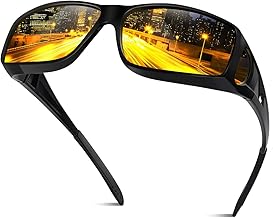 Night Driving Glasses for Men,Fit Over Glasses,Yellow Tint for Night Driving in Rain, Fog, Bike & Car, ECO-TH-0311-R1
