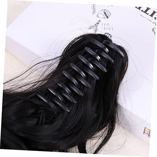 Miniatura 3 de Extensión de cola de caballo larga ondulada con clip para cabello corto, negro natural, fácil de llevar, peinado instantáneo, moda encantadora