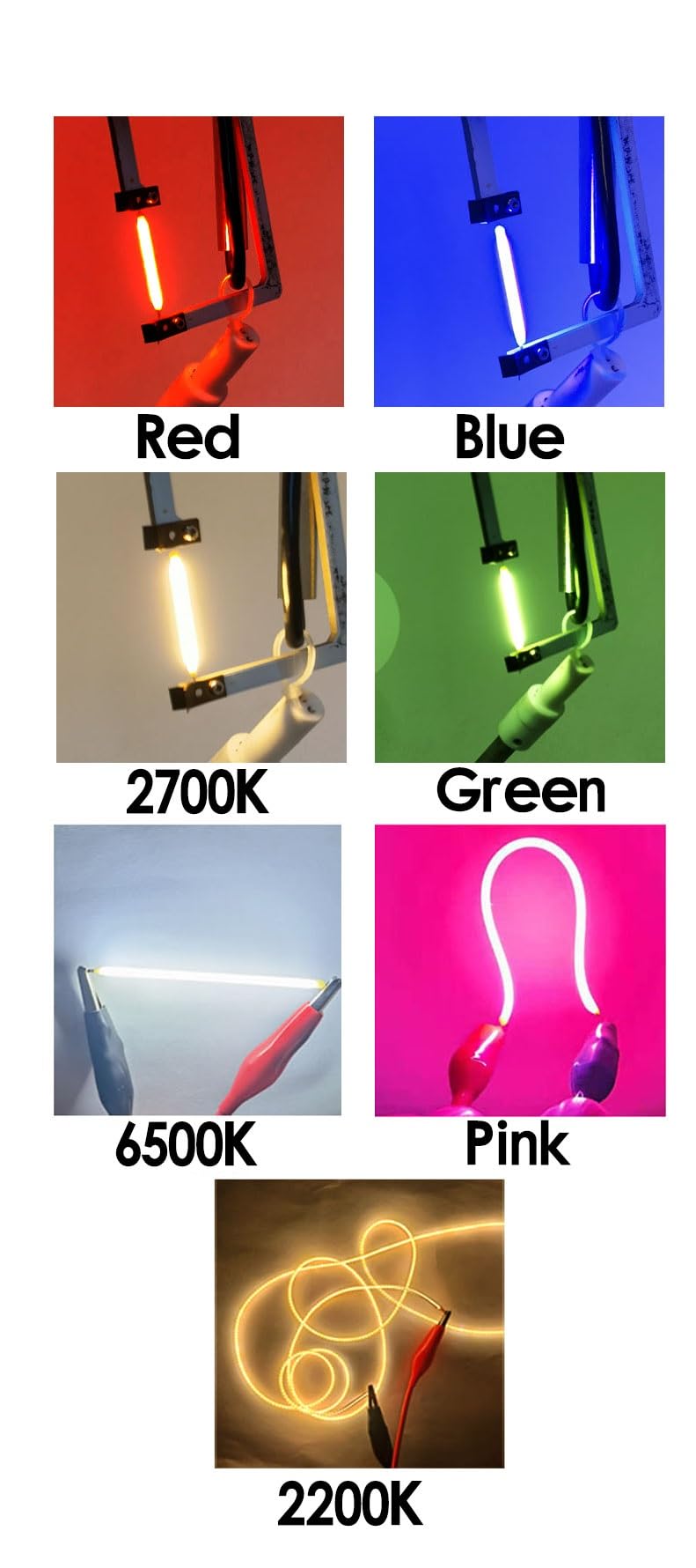 LED Filament Flexible DC3V 60mm 80mm 130mm 185mm 260mm 300mm Edison Glühbirne Lampe Teile COB LED Diode Dekorative DIY,Weiß 6500k,260mm 10Stk