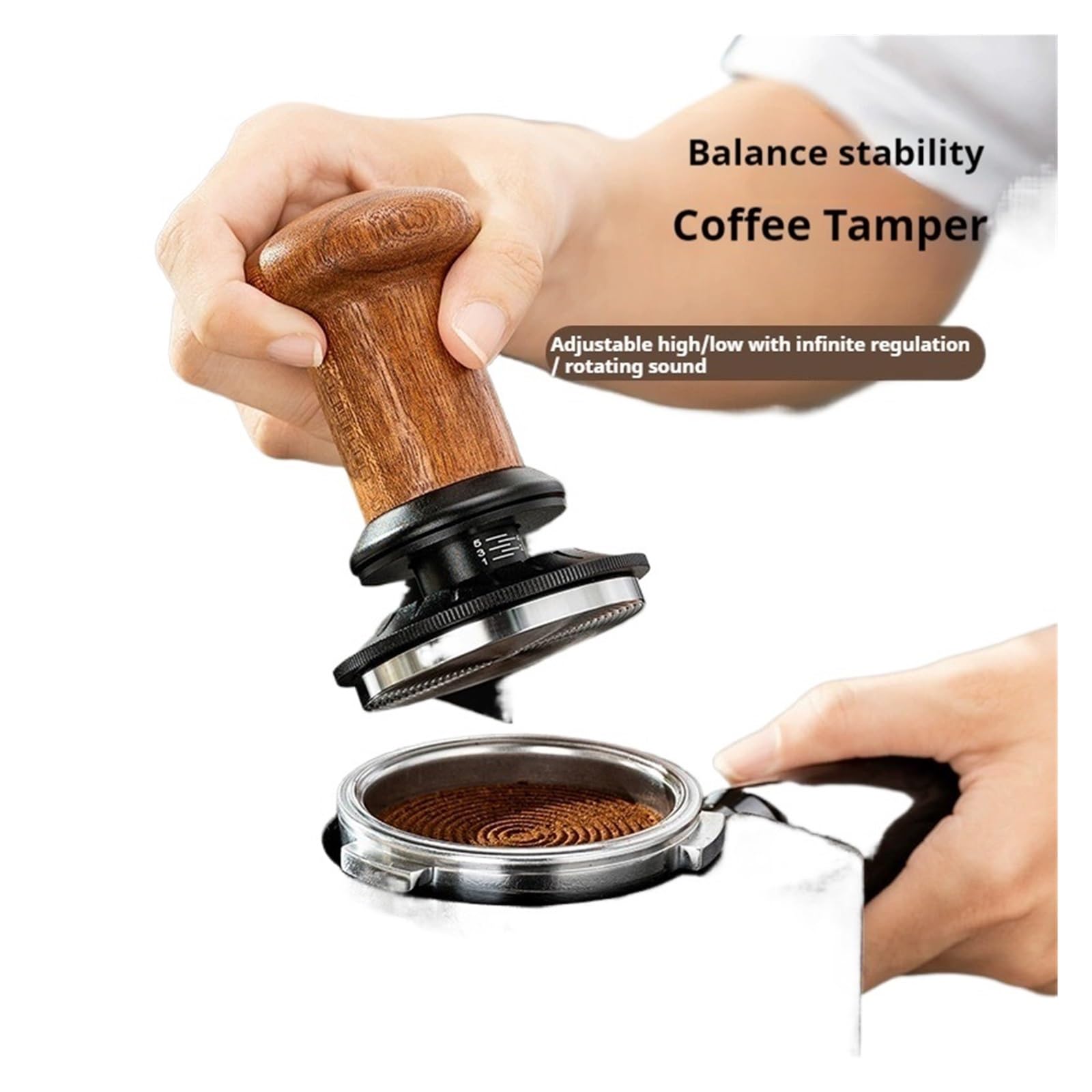 30lb Espresso-Tamper mit konstantem Druck - Kalibriertes, federbelastetes Gewindedesign, professionelles Barista-Werkzeug und Kaffeezubehör (51mm)
