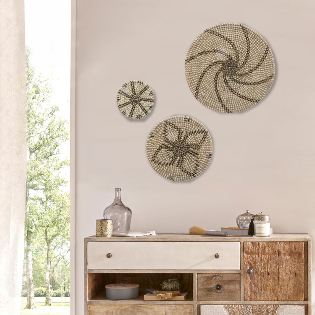Set de 3 Décorations murales en Roseau D 45-30 et 20 cm - Atmosphera